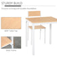 Square table set showing MDF tabletop and steel frame with two wood-tone chairs.