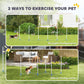 Dog agility weave pole set showing straight and offset layouts with blue bases and white poles