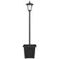 Black solar lamp post light with lantern head and square planter base
