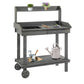 Gray potting bench with removable sink basin and tool storage drawer