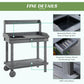 Gray wooden potting bench with removable sink, drawer, and multi-tier storage