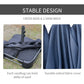 Dark blue patio umbrella fabric cover with cross base and sandbag accents