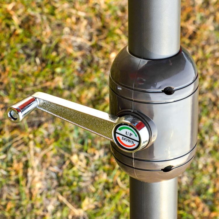 Metal umbrella crank with up and down control on the pole