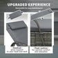 Outdoor chaise lounge with gray headrest cushion and plush seat cushion on rattan frame