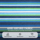 Close-up of blue and green striped fabric with durable woven texture
