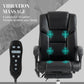Black PU massage office chair with padded headrest, seat, and handheld remote controller.
