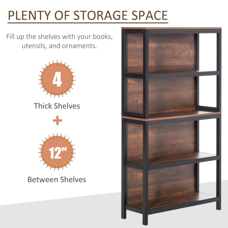 4-tier bookshelf with thick shelves and roomy spacing for everyday storage