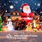 Inflatable Christmas yard decorations set with Santa, snowman, deer, and glowing figures