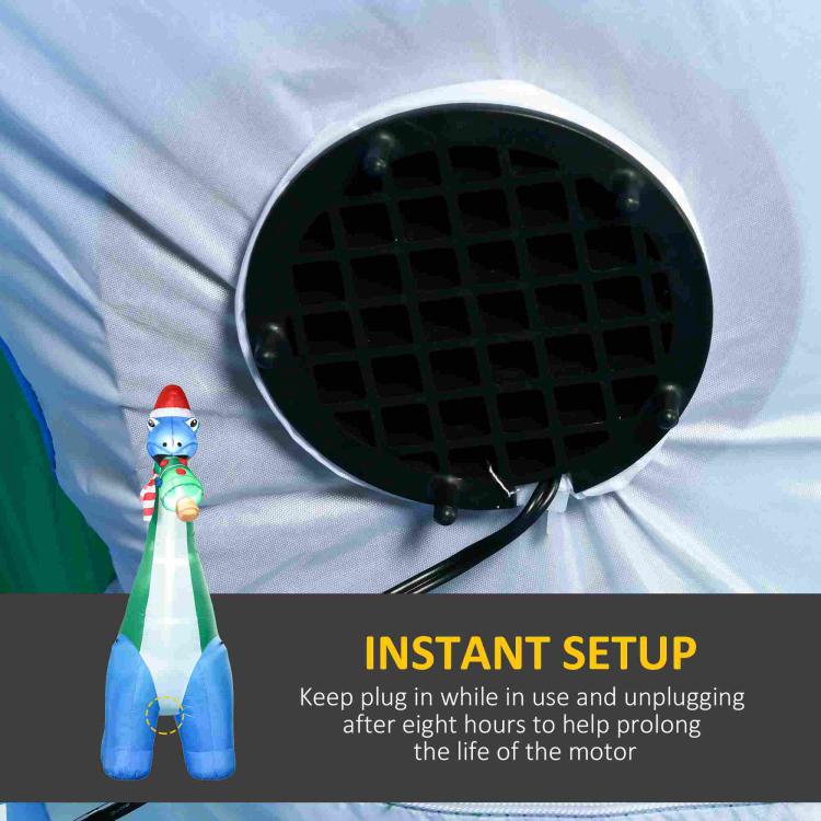 Inflatable dinosaur with built-in LED light inside the main body