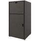 Outdoor wicker towel rack cabinet with front door and drawer, dark brown