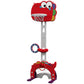 Red cartoon kids basketball hoop with mounted net and adjustable-height pole
