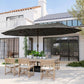 Dark gray rectangular patio market umbrella with canopy and central pole