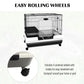 Rolling small animal cage with four universal wheels, wire enclosure and black tray