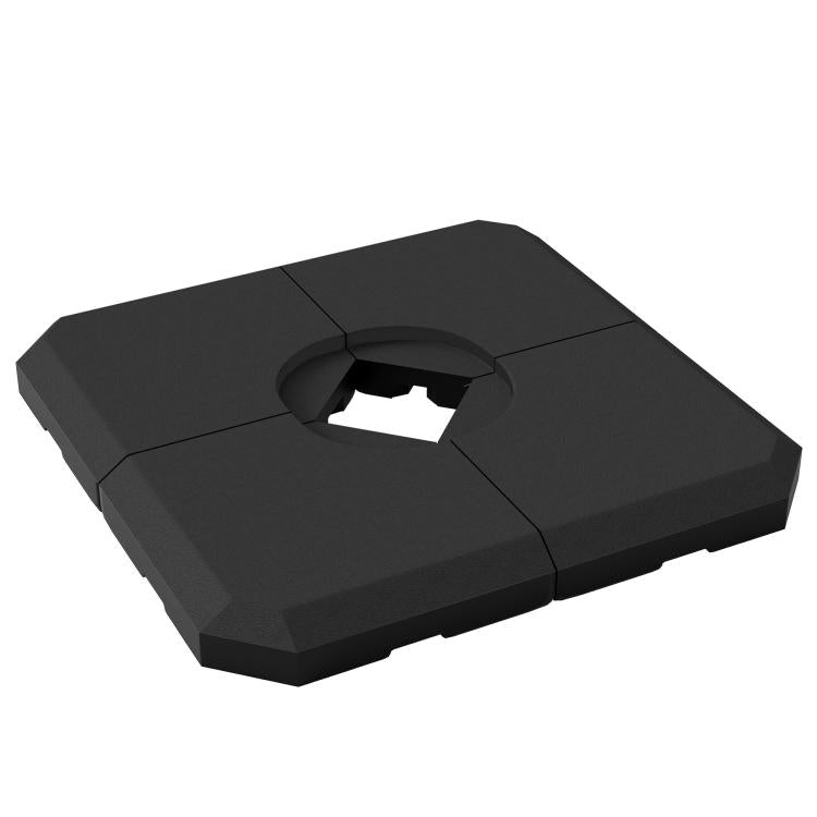 Dark umbrella stand base weight with top ring opening and split-panel design