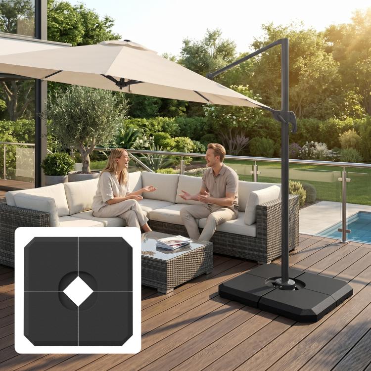 Cantilever umbrella stand base weight, black block with central opening