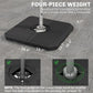 Square dark cantilever umbrella stand base with central opening for pole and crossbar