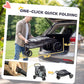 Gray pet stroller shown in folded/open transition with black frame and large wheels