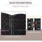 Black hand-woven room divider with visible metal hinge and sturdy wood frame