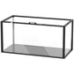 Acrylic hamster cage enclosure with black frame and clear panels, empty interior