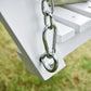 White porch swing bench chain with metal hook attachment