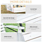 White wooden porch swing details: curved seat, wide armrests, stable screws