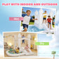 White inflatable castle bounce house with slide and ball pit for kids