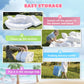 White inflatable castle bounce house folded for storage