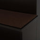 Small pet stairs with brown cushioned top step and dark step frame