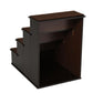 Pet stairs with dark brown frame and brown top cushion, side compartment doors