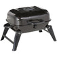 Portable small charcoal grill with black lid and folding legs