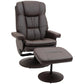 Brown PU swivel recliner chair with matching round ottoman and wrapped base