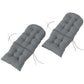 Set of 2 gray tufted high-back chair cushions with four side tie strings