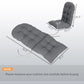 Tufted gray high-back chair cushion set with quilted channels and size dimensions