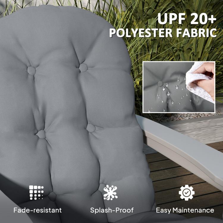 Gray tufted polyester high-back chair cushion with deep buttoned tufting