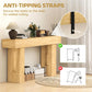 Oak console table with anti-tipping straps and secure wall support