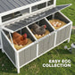 Chicken coop with full-open roof and compact nesting box for collecting eggs
