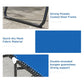 Blue mesh chaise lounge chair with powder-coated steel frame and bungee support