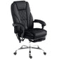 Black ergonomic office chair with quilted back panel, curved armrests, and swivel base.