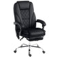 Black office chair with quilted backrest, padded arms, and reclining lever