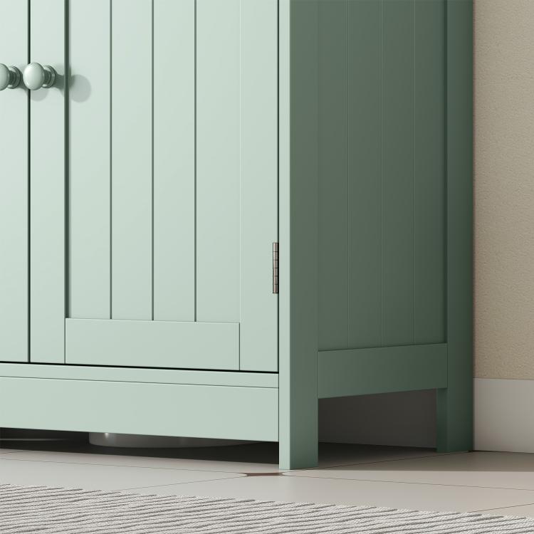 Under-sink bathroom cabinet, dark green, 2 doors with metal handles