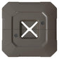 Brown fillable umbrella base weight with X cover, fill cap, and side dial