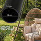 Close-up of black metal stand tube and hanging chain connection with hammock chair