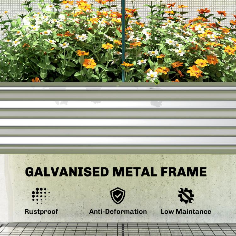 Galvanised metal frame for raised garden bed under greenhouse cover