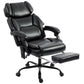 Heated massage office chair in black with recline back, footrest and swivel wheels