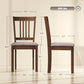 Walnut dining chairs set of 2 with slat-back and padded light gray seat, shown with size