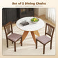 Walnut dining chairs set of 2 with slat backs and padded light gray seat upholstery