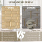 Beige woven 6-panel privacy screen material close-up with metal hardware and hinge
