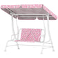 Qaba 2-seat kids porch swing bench with pink unicorn canopy and front safety straps
