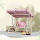 Qaba kids porch swing bench with pink unicorn canopy and seat, side view