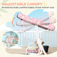 Qaba adjustable canopy for kids porch swing bench with pink unicorn fabric cover